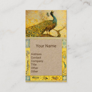HOCHZEITSLIEBE PFau MONOGRAMM Gelbes Bastelpapier Visitenkarte