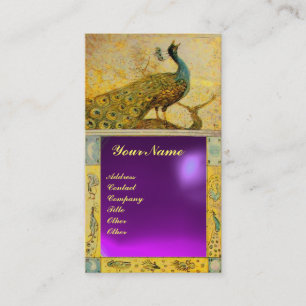 Hochzeitsliebe Pfau Monogramm lila Amethyst Visitenkarte
