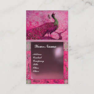 Hochzeitsliebe Pfau Monogramm rosa lila Amethyst Visitenkarte