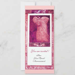 Hochzeitsliebe Pfau Monogramm ,rosa rot weiß Einladung