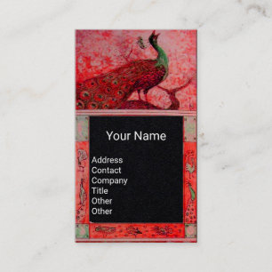 Hochzeitsliebe Pfau Monogramm Rot Schwarz Papier Visitenkarte