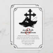 Hochzeitsliebhaber beim katholischen Kreuz Einladung (Vorne/Hinten)