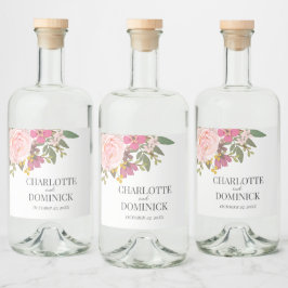 Hochzeitsliebhaber im Rosa Blumengarten Alkoholflaschenetikett