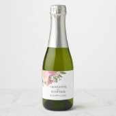 Hochzeitsliebhaber im Rosa Blumengarten Schaumweinetikett (Vorderseite)