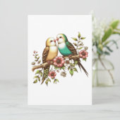 Hochzeitsliebvögel Einladung (Stehend Vorderseite)