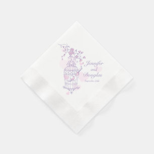 Hochzeitsliebvögel lila Rosa-Papierservietten Serviette