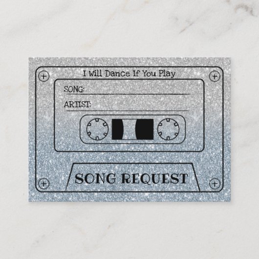 Hochzeitslied-Anfrage Dusty Blue Glitter-Einsatz Begleitkarte (Vorderseite)
