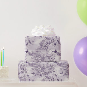 Hochzeitslila Schmetterlinge auf lila Hintergrund Geschenkpapier