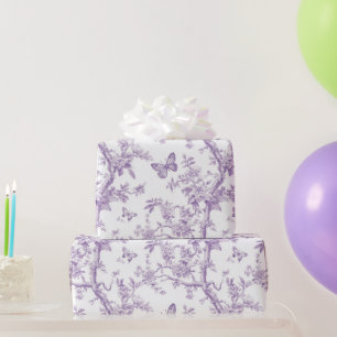 Hochzeitslila Schmetterlinge auf lila Hintergrund Geschenkpapier