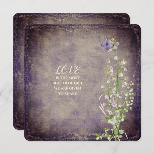 Hochzeitslilie des Tals Vintag Einladung (Vorne/Hinten)