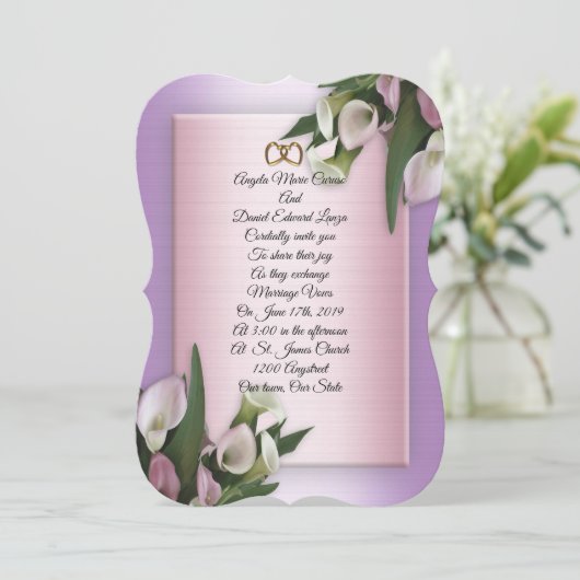 Hochzeitslilie Einladung (Stehend Vorderseite)