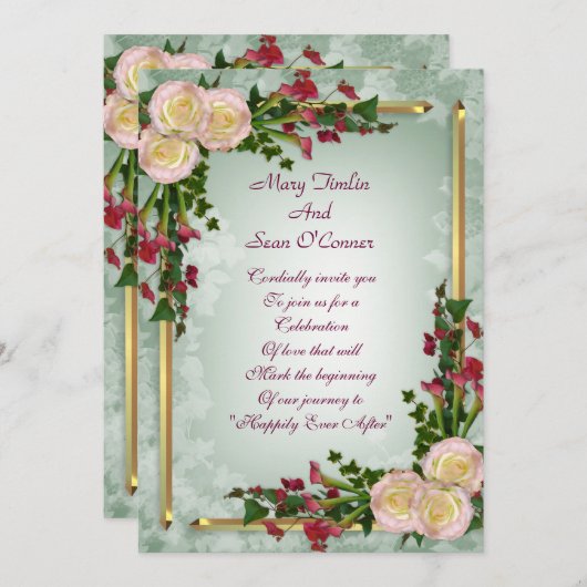 Hochzeitslililien und Rose Einladung (Vorne/Hinten)