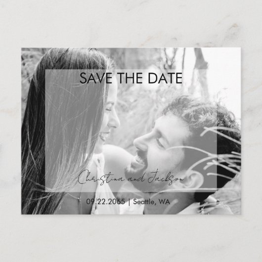 Hochzeitslima B/W Foto Save the Date Postkarte (Vorderseite)