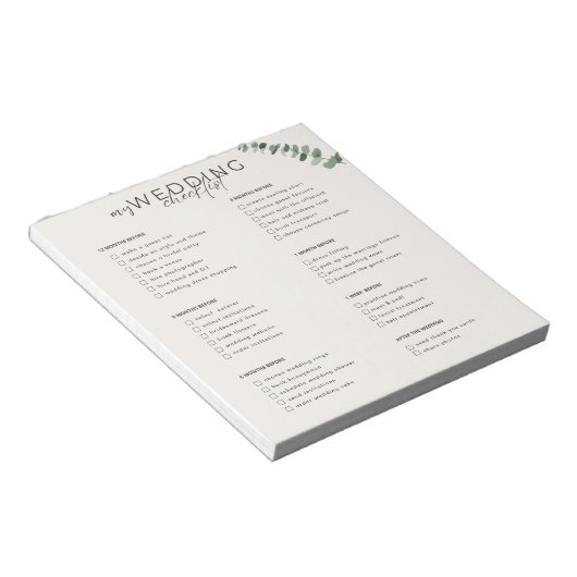 Hochzeitsliste Notizblock (angewinkelt)