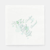 Hochzeitslittchen lieben Vögel, grünes Mittagessen Serviette (Vorderseite)