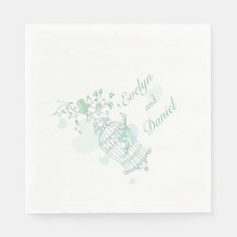 Hochzeitslittchen lieben Vögel, grünes Mittagessen Serviette