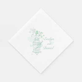 Hochzeitslittchen lieben Vögel, grünes Mittagessen Serviette