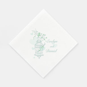 Hochzeitslittchen lieben Vögel, grünes Mittagessen Serviette