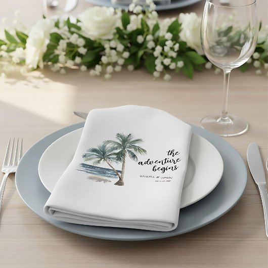 Hochzeitslittschuhe mit tropischen Palmen Serviette