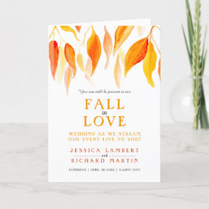 Hochzeitslivestream-Foto von fallenden Blättern in Ankündigung