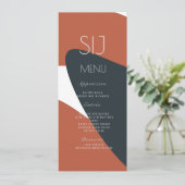 Hochzeitslogo Bio Terracotta Dinner Menu Feiertagskarte (Stehend Vorderseite)