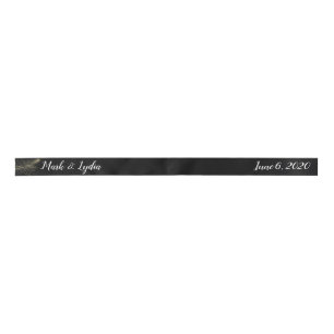 Hochzeitslogo Minimalistisches falsches Goldblatt- Satinband