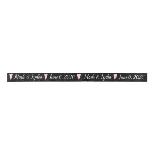 Hochzeitslogo Rosa Herz Paare Name Datum Geschenk Satinband