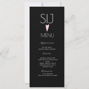Hochzeitslogo Rosa Herz Schwarz Weiß Abendmenü Feiertagskarte