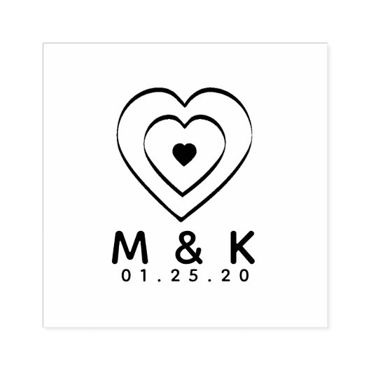 Hochzeitslogo, Triple Ribbon Herz-Selbstfärbung Gummistempel (Prägung)