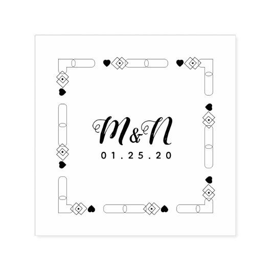 Hochzeitsloinie Art Heart Geo Decor HandGezeichnet Permastempel (Design)