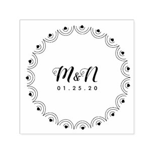 Hochzeitsloinie Art Heart Geo Round Hand Gezeichne Permastempel