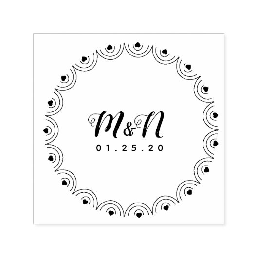 Hochzeitsloinie Art Heart Geo Round Hand Gezeichne Permastempel (Design)