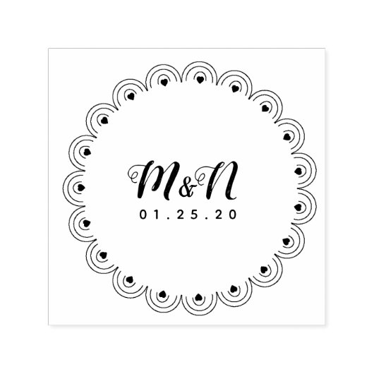 Hochzeitsloinie Art Heart Geo Round Hand Gezeichne Permastempel (Design)