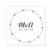 Hochzeitsloinie Art Heart Geo Round Simple Permastempel (Design)