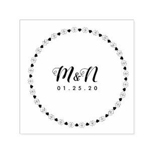 Hochzeitsloinlinie Art Heart Geo Round Circular Permastempel
