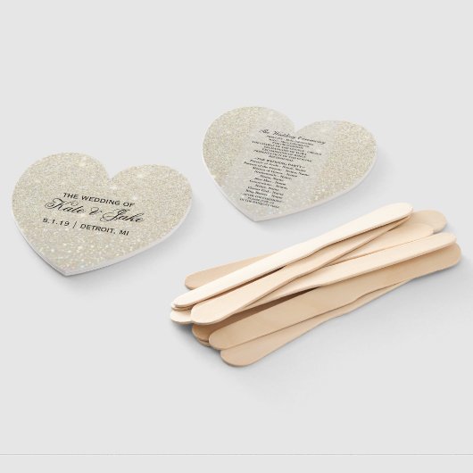 Hochzeitslüfter - Fab des White Gold Glitzer Fächer (Non-assembled)