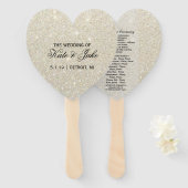 Hochzeitslüfter - Fab des White Gold Glitzer Fächer (Vorne und Hinten)