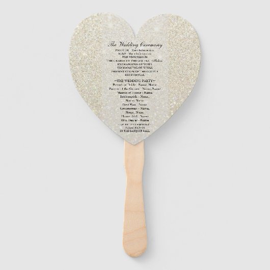 Hochzeitslüfter - Fab des White Gold Glitzer Fächer (Rückseite)