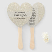 Hochzeitslüfter - Fab des White Gold Glitzer Fächer (Vorne und Hinten)