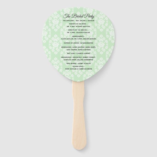 Hochzeitslüfter für hellgrüne BlumenDamaskus Fächer (Rückseite)