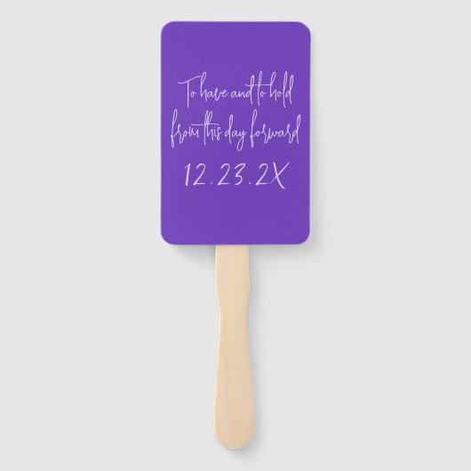 Hochzeitslüfter haben und halten Sprichwort Lila Fächer (Rückseite)