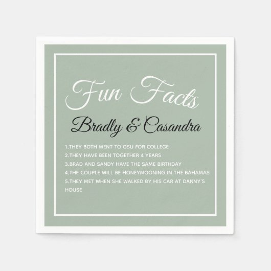 Hochzeitslustigkeit Fakt Solid Farbe Sage grün Serviette (Vorderseite)