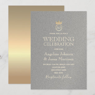 Hochzeitsluxus Silber- und Goldmonogramm Einladung
