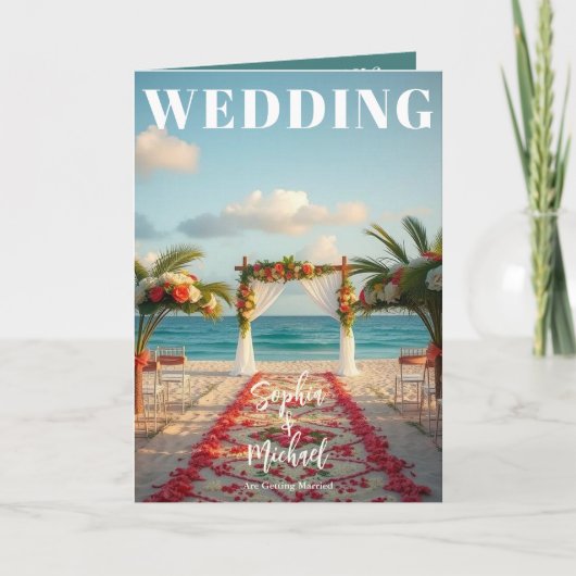 Hochzeitsmagazin an einem Strand Einladung (Vorderseite)