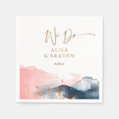 Hochzeitsmagie Gebirgsnebel Blau Rosa machen wir Serviette (Vorderseite)