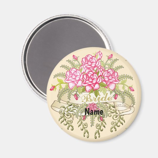 Hochzeitsmagnet bei Rosa Braut Magnet (Vorderseite/Rückseite)