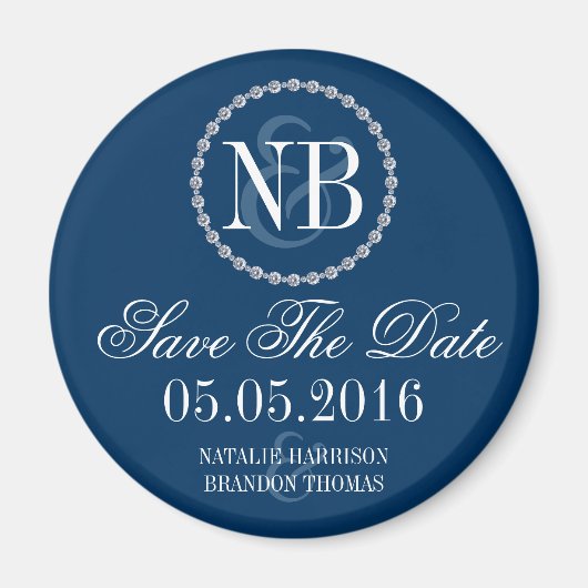 Hochzeitsmagnet in Navy Save the Date Magnet (Vorne)