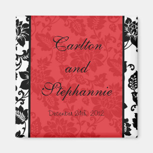 Hochzeitsmagnet mit schwarzer/roter Blütenmatte Magnet