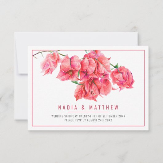 Hochzeitsmahl in Bougainvillea RSVP Karte (Rückseite)