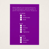 Hochzeitsmahlwahl lila Karten (Rückseite)